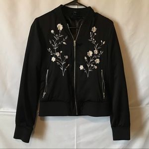 Floral Embroidered Bomber Jacket